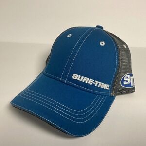Sure-Trac Trucker Hat Cap Blue Gray Mesh Back Logo Embroidered